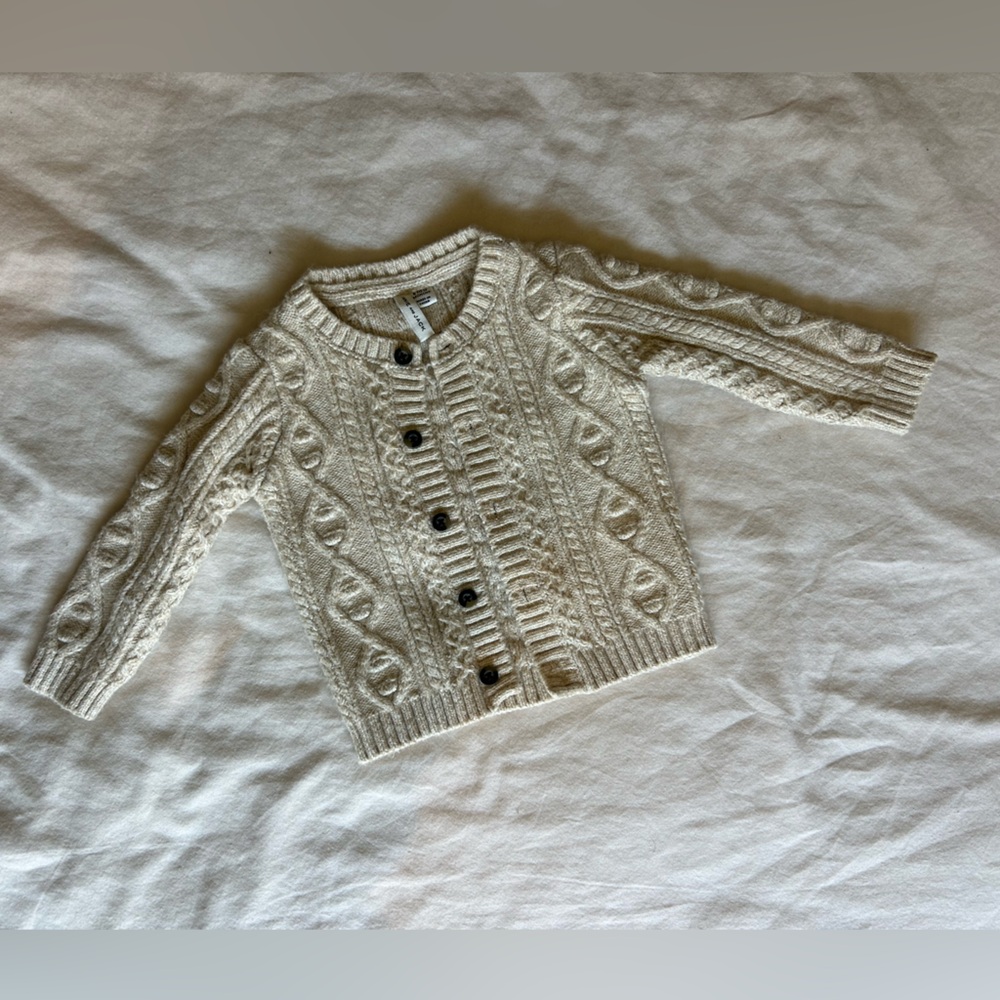 Janie and Jack 6-12 month Cream Knit Cardigan